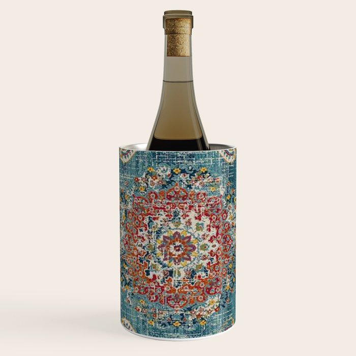 Antique oriental blue and orange carpet Wine Chiller Gallery Image 1