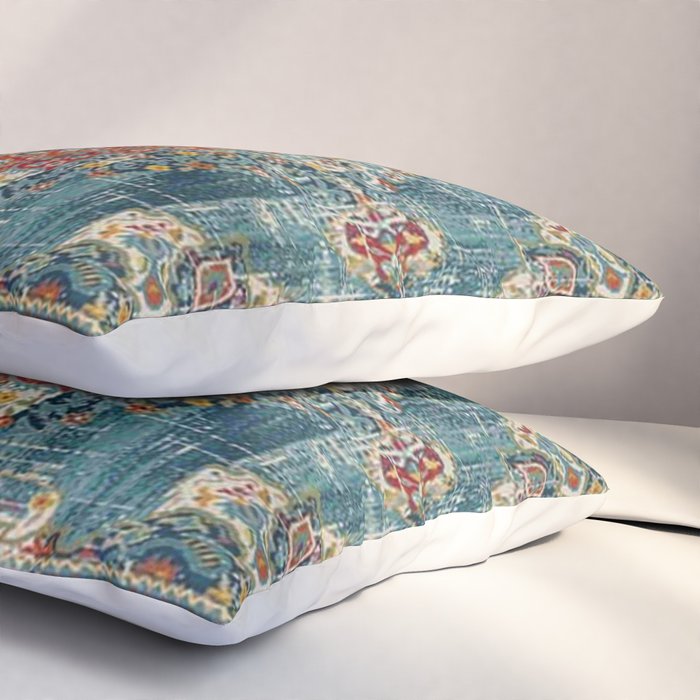 Antique oriental blue and orange carpet Pillow Sham Gallery Image 3