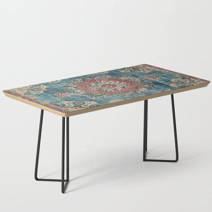 Antique oriental blue and orange carpet Coffee Table Gallery Image 1