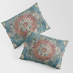Antique oriental blue and orange carpet Pillow Sham Gallery Image 3