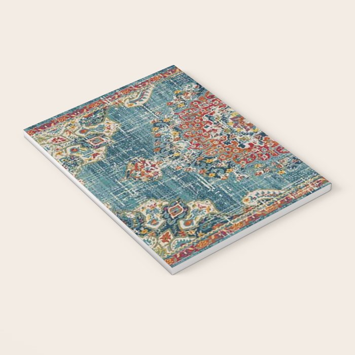 Antique oriental blue and orange carpet Notebook Gallery Image 3
