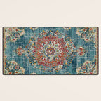 Antique oriental blue and orange carpet Desk Mat Gallery Image 3