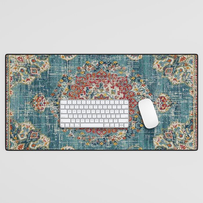 Antique oriental blue and orange carpet Desk Mat Gallery Image 1