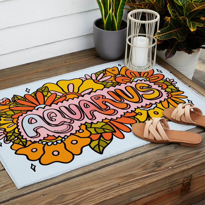 Aquarius Flowers Outdoor Rug Gallery Image 2