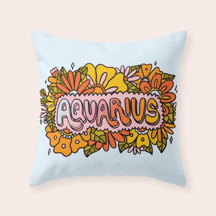 Aquarius Flowers Throw Pillow Gallery Image 6