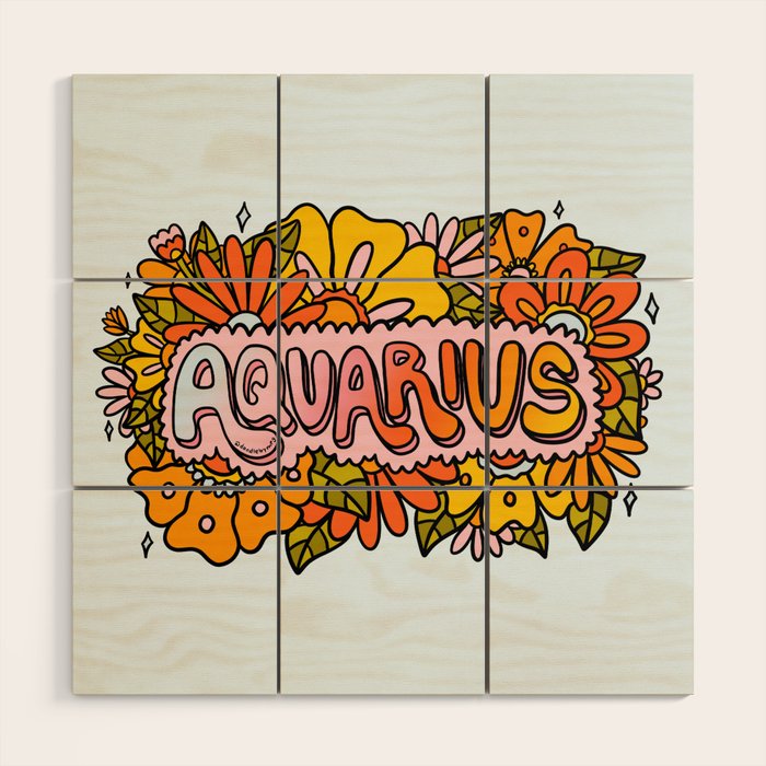 Aquarius Flowers Wood Wall Art Gallery Image 1