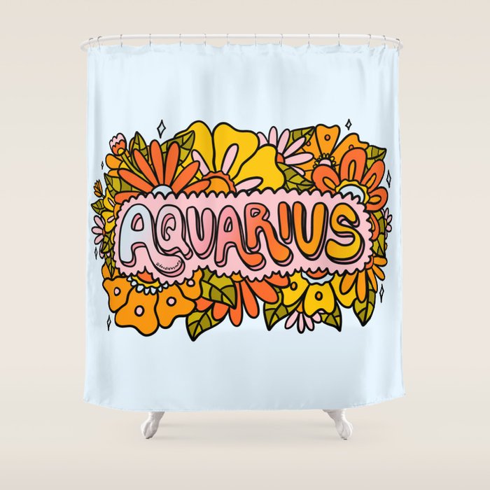Aquarius Flowers Shower Curtain Gallery Image 1