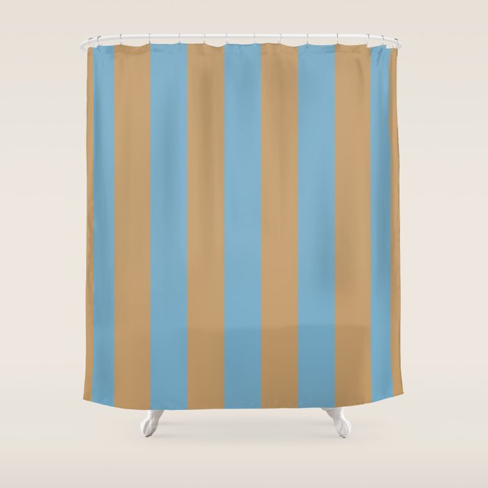 Sky Blue Taffy Stripes Shower Curtain Gallery Image 1