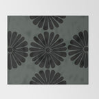 Retro Daisy Abstract IX Earthy Green Bold Floral Throw Blanket Gallery Image 2