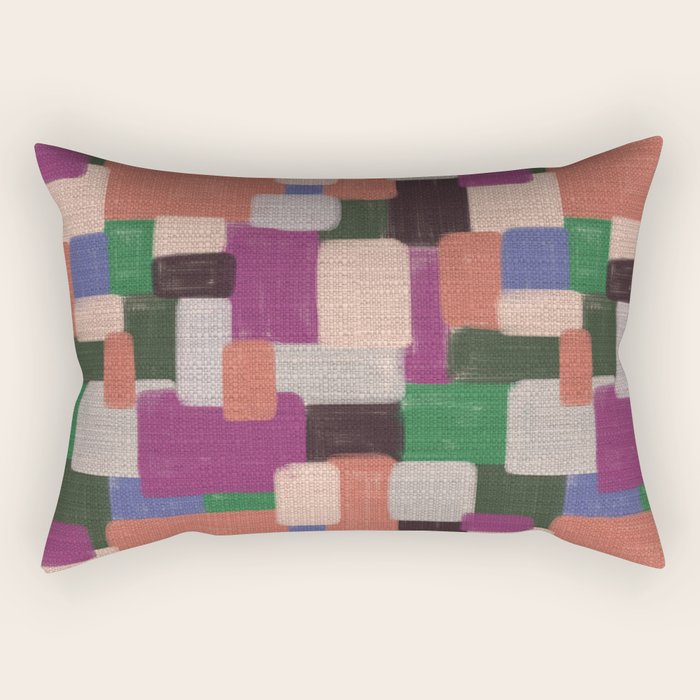 Woven Color Blocks - Modern Craft Texture Rectangular Pillow Gallery Image 2