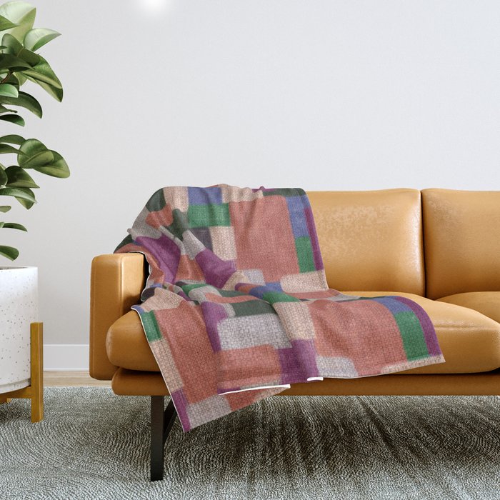 Woven Color Blocks - Modern Craft Texture Throw Blanket Gallery Image 1