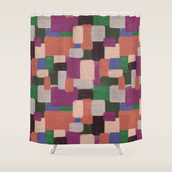 Woven Color Blocks - Modern Craft Texture Shower Curtain Gallery Image 1