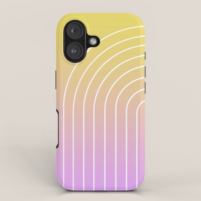 Ombre Arch IV Pink Yellow Sunrise Gradient Modern Geometric Lines iPhone Case Gallery Image 1
