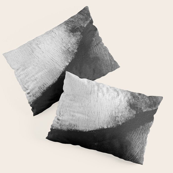 Black and White Textured Abstract Painting "Delve 2" Pillow Sham Gallery Image 1