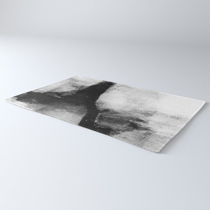 Black and White Textured Abstract Painting "Delve 2" Rug Gallery Image 3