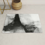 Black and White Textured Abstract Painting "Delve 2" Rug Gallery Image 1