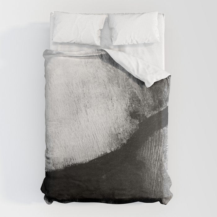 Black and White Textured Abstract Painting "Delve 2" Duvet Cover Gallery Image 6