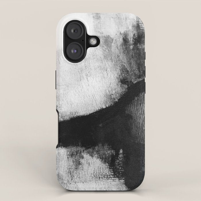 Black and White Textured Abstract Painting "Delve 2" iPhone Case Gallery Image 1