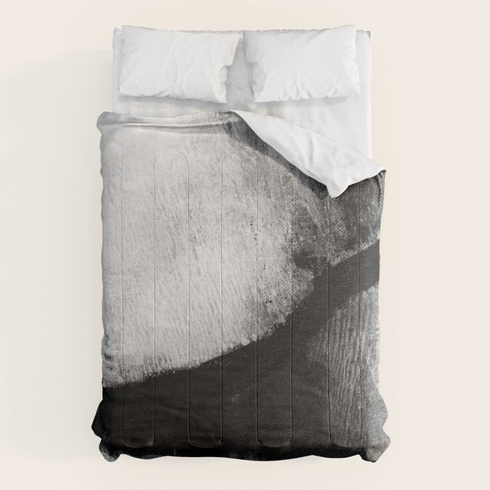 Black and White Textured Abstract Painting "Delve 2" Comforter Gallery Image 6