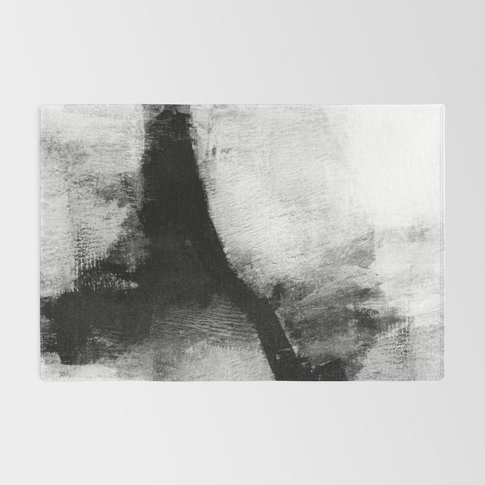 Black and White Textured Abstract Painting "Delve 2" Rug Gallery Image 2
