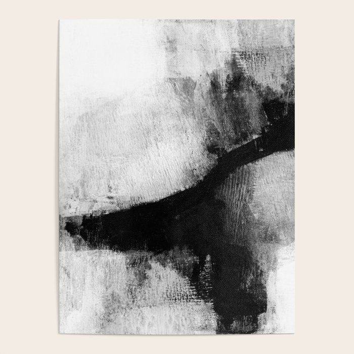 Black and White Textured Abstract Painting "Delve 2" Poster Gallery Image 4