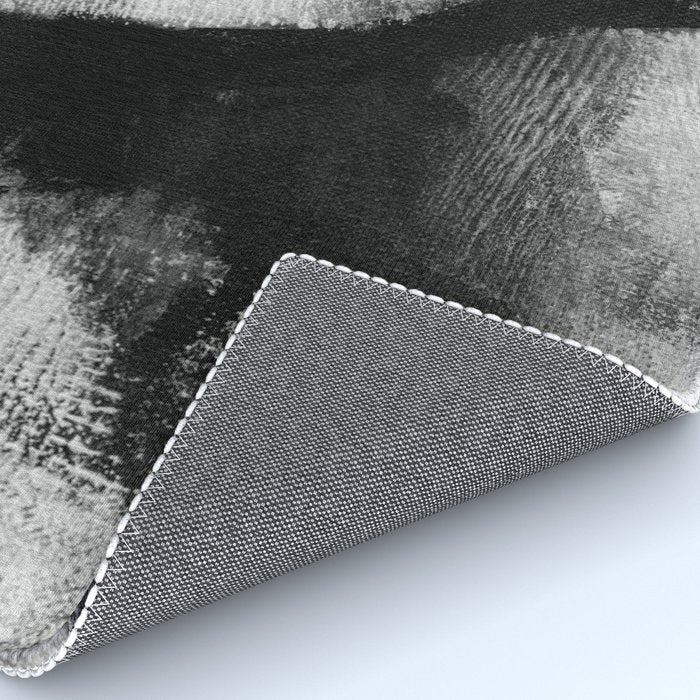 Black and White Textured Abstract Painting "Delve 2" Rug Gallery Image 4