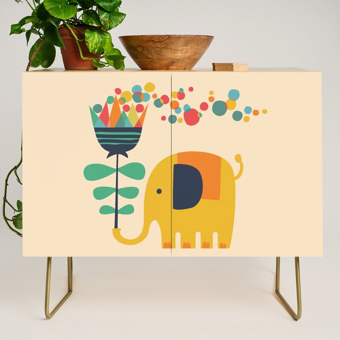 Elephant with giant flower Credenza Gallery Image 1