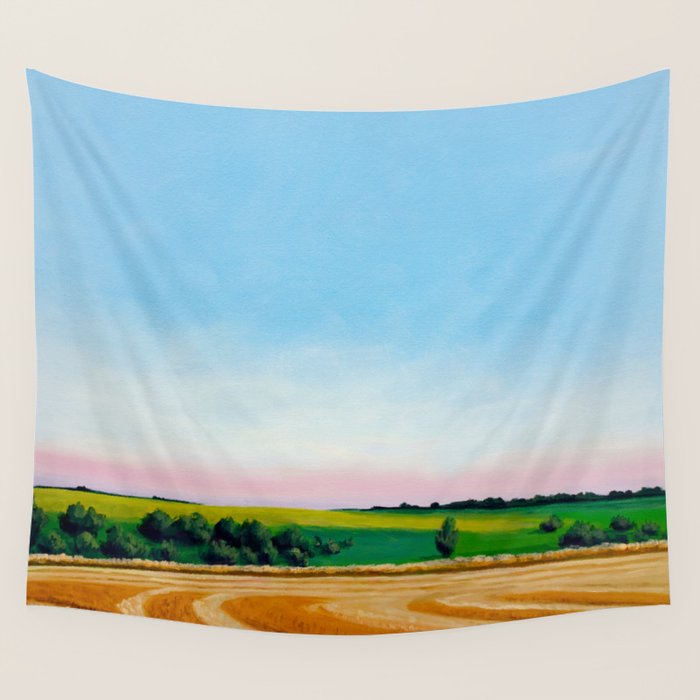 Peaceful Wheat Harvest Evening Wall Tapestry Gallery Image 4