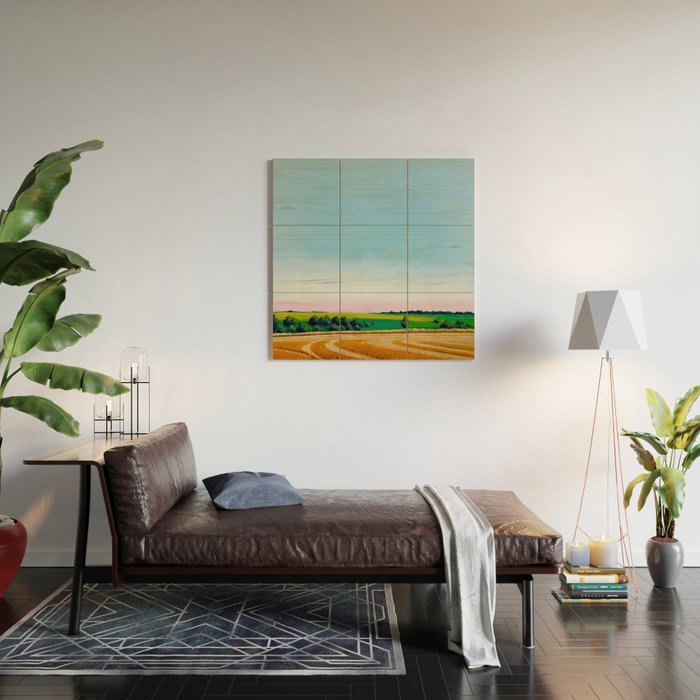 Peaceful Wheat Harvest Evening Wood Wall Art Gallery Image 2