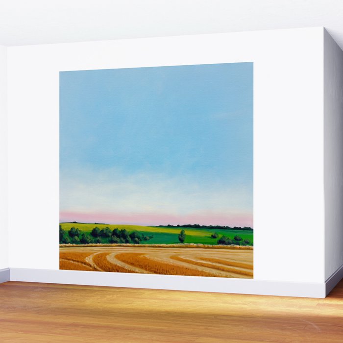 Peaceful Wheat Harvest Evening Wall Mural Gallery Image 2