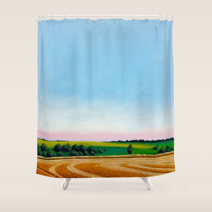 Peaceful Wheat Harvest Evening Shower Curtain Gallery Image 1