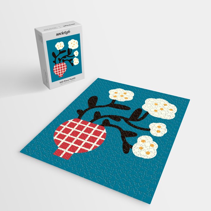 Modern Minimalist Cotton Flowers Jigsaw Puzzle Gallery Image 2