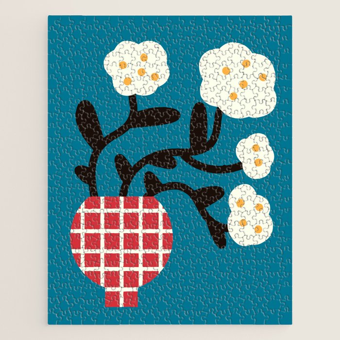 Modern Minimalist Cotton Flowers Jigsaw Puzzle Gallery Image 1