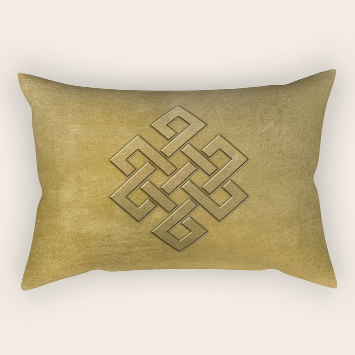 Golden Embossed Endless Knot Rectangular Pillow Gallery Image 1