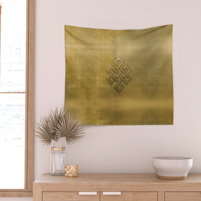 Golden Embossed Endless Knot Wall Tapestry Gallery Image 2