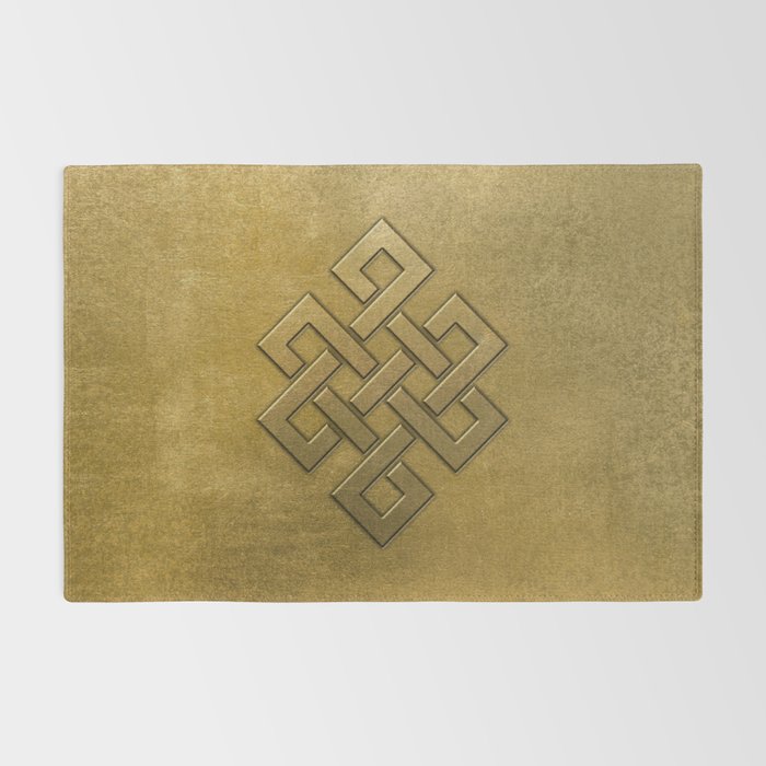 Golden Embossed Endless Knot Rug Gallery Image 2
