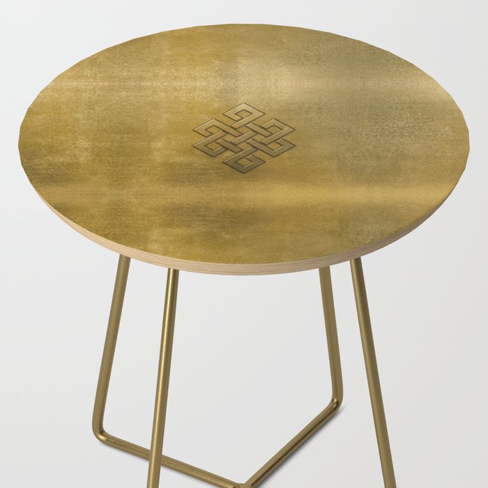 Golden Embossed Endless Knot Side Table Gallery Image 2