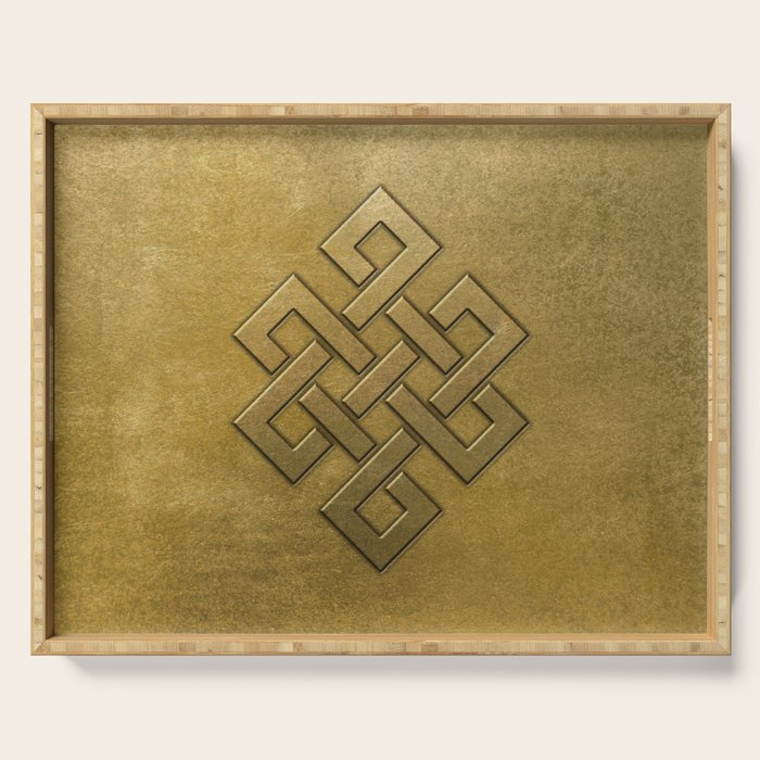 Golden Embossed Endless Knot Serving Tray Gallery Image 1
