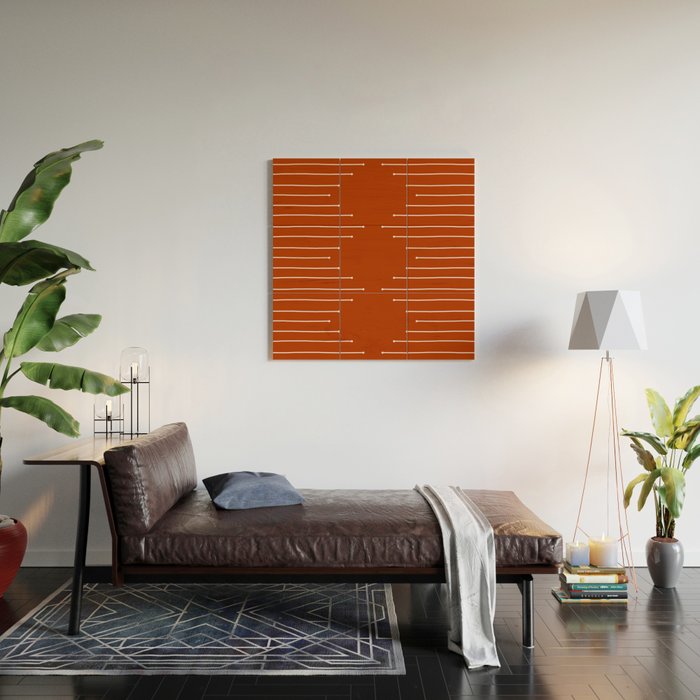 Terracotta geometric pattern Wood Wall Art Gallery Image 2