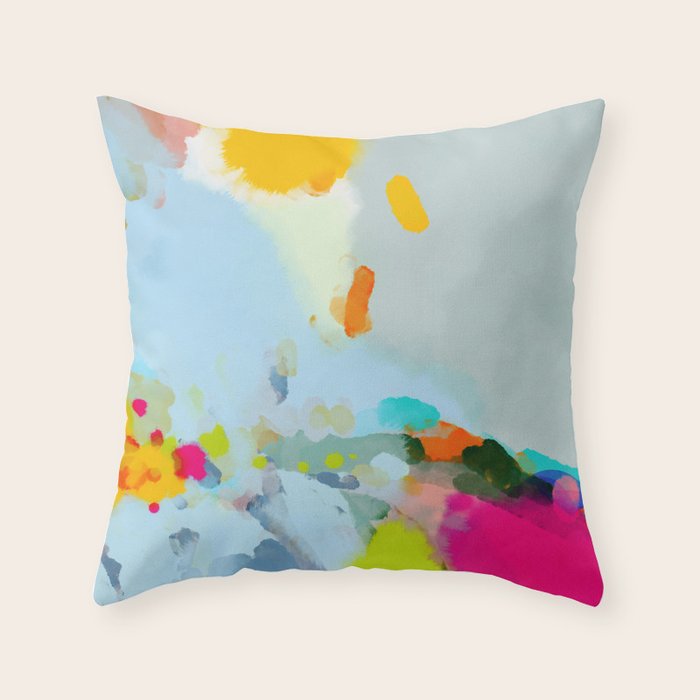 pink hill with sun ray Throw Pillow Gallery Image 6