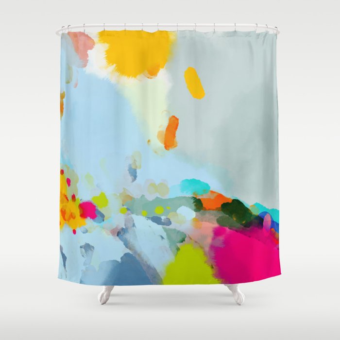 pink hill with sun ray Shower Curtain Gallery Image 1