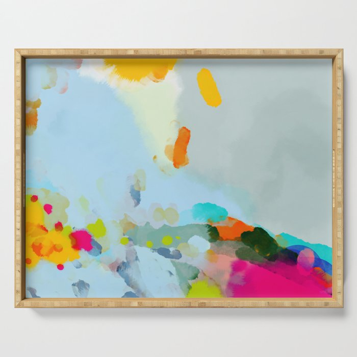 pink hill with sun ray Serving Tray Gallery Image 1