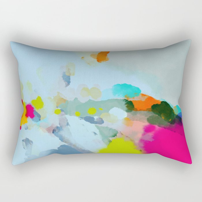 pink hill with sun ray Rectangular Pillow Gallery Image 2