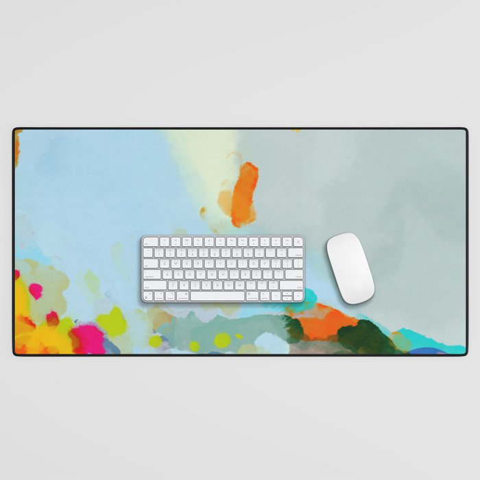 pink hill with sun ray Desk Mat Gallery Image 1