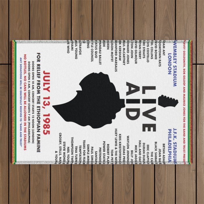 Live Aid 1985 Vintage JFK & Wembley Stadium Concert Festival Gig Advertising Music Poster Outdoor Rug Gallery Image 1