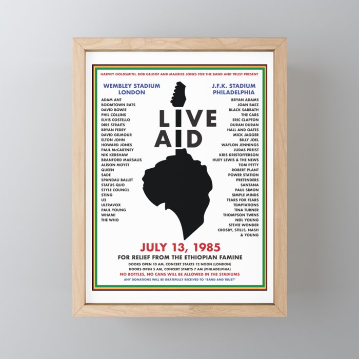 Live Aid 1985 Vintage JFK & Wembley Stadium Concert Festival Gig Advertising Music Poster Mini Art Print Gallery Image 1