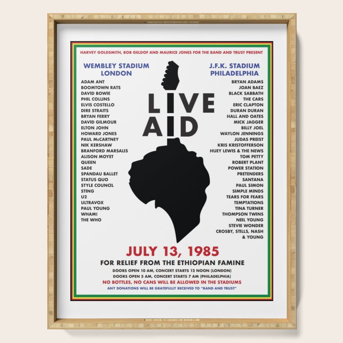 Live Aid 1985 Vintage JFK & Wembley Stadium Concert Festival Gig Advertising Music Poster Serving Tray Gallery Image 1