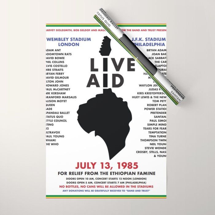 Live Aid 1985 Vintage JFK & Wembley Stadium Concert Festival Gig Advertising Music Poster Wrapping Paper Gallery Image 1