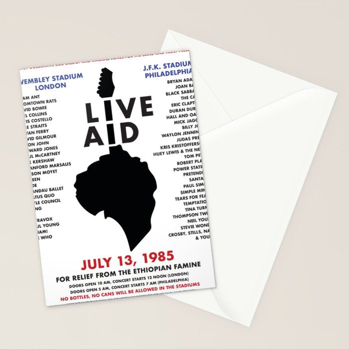 Live Aid 1985 Vintage JFK & Wembley Stadium Concert Festival Gig Advertising Music Poster Stationery Card Gallery Image 2