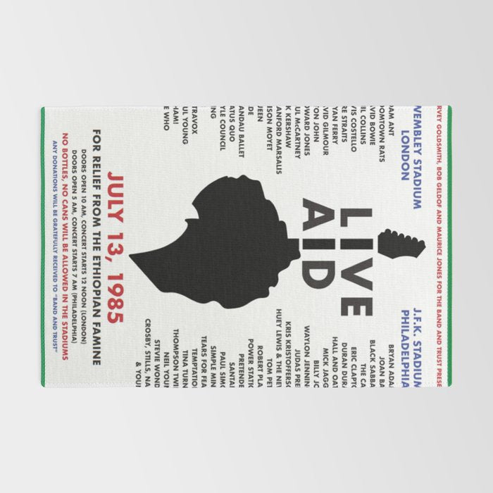 Live Aid 1985 Vintage JFK & Wembley Stadium Concert Festival Gig Advertising Music Poster Rug Gallery Image 2